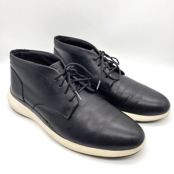 Cole Haan Shoes Men's 11 Grand Troy Chukka Boots Black/Ivory C33195 Dress Shoe - Picture 3 of 9